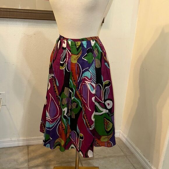 Casual Studio MADE IN INDIA Colorful Abstract Women's Gauze Skirt Size M - Picture 2 of 13